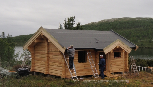 Our partners assemble a log house in Norway