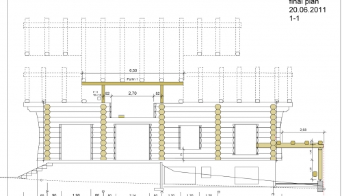 7 - plan of a pine log frame house 260m²